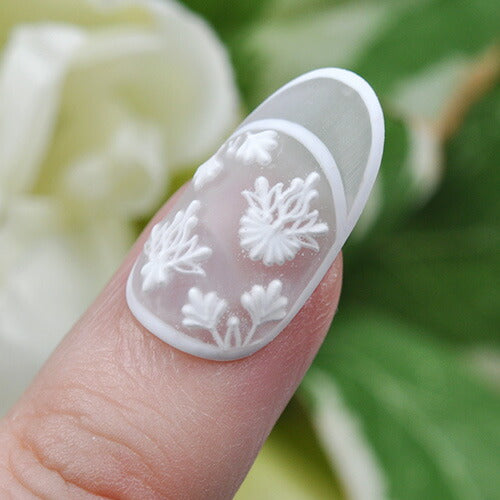 3D フラワー ホワイト 花の縁 雪結晶 花 レース ネイルシール | ジェルネイル ネイルシール ネイル ネイル用品 ジェル シール デコ用品 貼るだけ ジェルネイルシール チェック柄 ネイルアート ジェルネイルアート ネイル工房