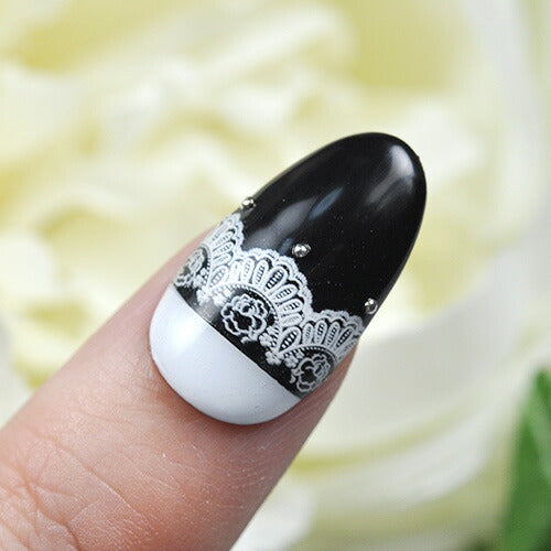 3D レース ホワイト 花 フラワー 繊細 ネイルシール | ジェルネイル ネイルシール ネイル ネイル用品 ジェル シール デコ用品 貼るだけ ジェルネイルシール チェック柄 ネイルアート ジェルネイルアート ネイル工房