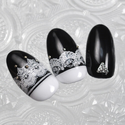 3D レース ホワイト 花 フラワー 繊細 ネイルシール | ジェルネイル ネイルシール ネイル ネイル用品 ジェル シール デコ用品 貼るだけ ジェルネイルシール チェック柄 ネイルアート ジェルネイルアート ネイル工房