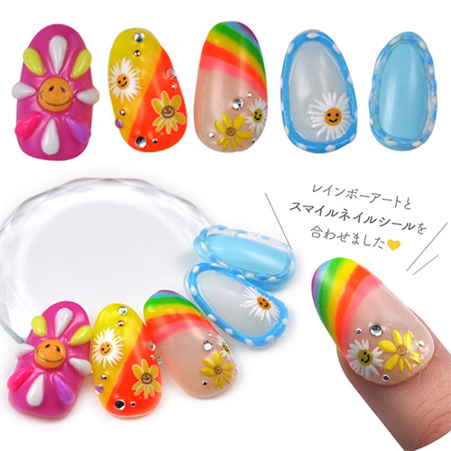 3D スマイル フラワー 原宿系 ネイルシール | ジェルネイル ネイルシール ネイル ネイル用品 ジェル シール デコ用品 貼るだけ ジェルネイルシール チェック柄 ネイルアート ジェルネイルアート ネイル工房