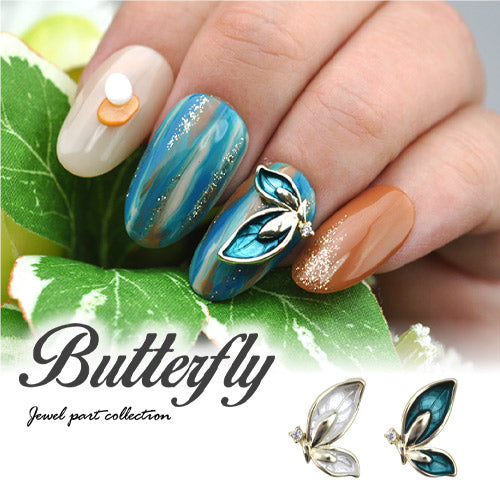 蝶々 2個入 パール メタルパーツ ネイルジュエリー ネイルパーツ 蝶 アート ネイルアート |ジェルネイル ネイル パーツ 花 ジェル ネイル用品 メタル デコパーツ ジュエリーネイル ゴールドパーツ ジェルネイルパーツ ネイル工房