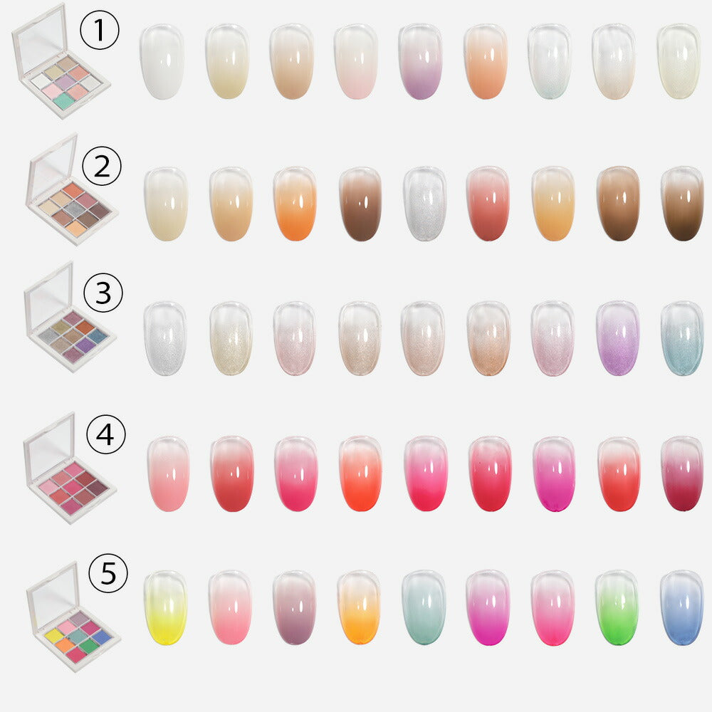 グラデーション 9色パレット アイシャドウパレット ミラーパウダー を超える自然派パウダー | ネイル ネイル用品 ラメ グリッター ミラーネイル メタリック パウダー ジェルネイル用品 カラーパウダー カラージェル カラー ミラー ネイル工房