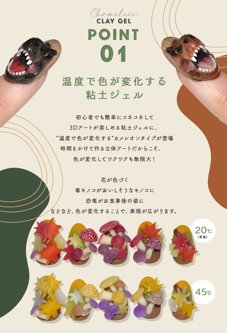 温度で色が変化する 粘土ジェル 全30色 クレイジェル 粘土 立体 3D ジェルネイル カラージェル | カラー ネイルジェル アートジェル ジェルネイル用品 爪 カラージェルネイル ネイル工房 にわちゃん