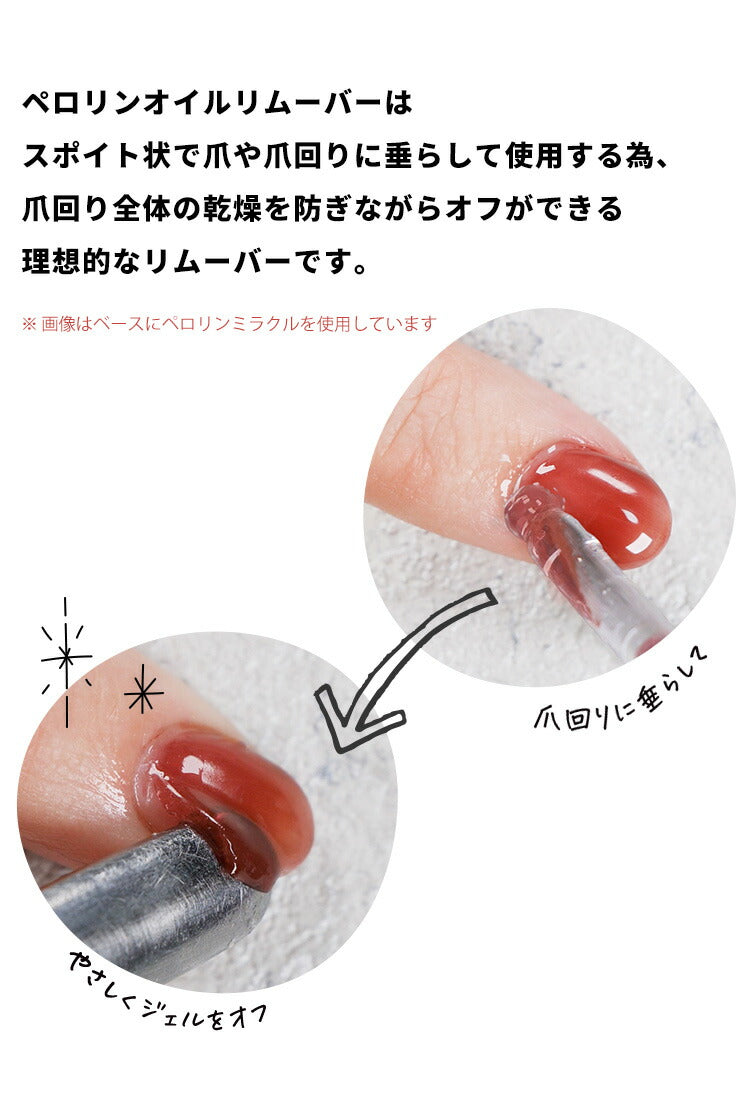 ペロリン オイルリムーバー キューティクルオイル リムーバー | アセトン を使わない オイルで ケア しながら優しくオフ ネイル ネイル用品 ジェル ベース ネイルオフ 爪 便利グッズ ネイルジェル ネイルケア ジェルネイル用品 ネイル工房