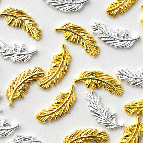 メタルパーツ ヌェザー 5個 ネイルジュエリー ネイルパーツ ( ゴールド / シルバー ) カーブ ネイルアート ゴールド メタル カーブ シルバー デコ 羽ネイル 羽パーツ フェザー | ジェルネイル ネイルパーツ ジェル ネイル工房