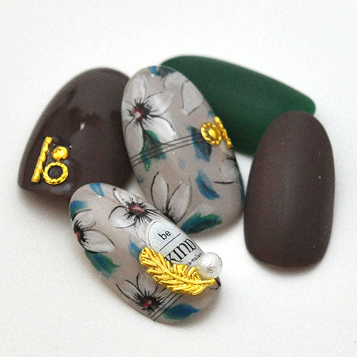 メタルパーツ ヌェザー 5個 ネイルジュエリー ネイルパーツ ( ゴールド / シルバー ) カーブ ネイルアート ゴールド メタル カーブ シルバー デコ 羽ネイル 羽パーツ フェザー | ジェルネイル ネイルパーツ ジェル ネイル工房