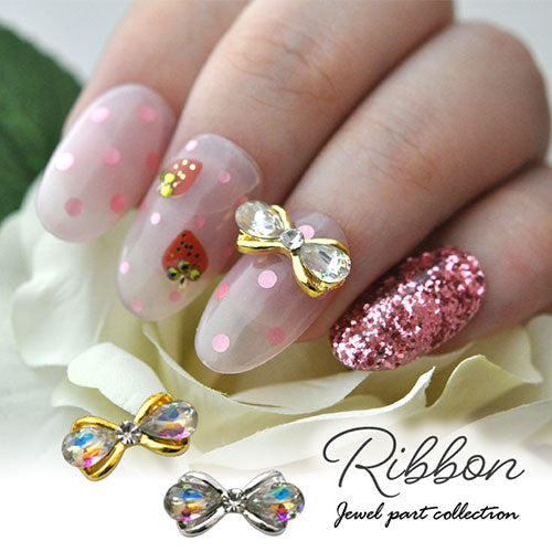 リボンジュエリー 2個 ネイルアート ネイルジュエリー リボン ジェルネイル メタルパーツ ネイルパーツ | ネイル パーツ ネイルパーツ ジェル ネイル用品 リボンモチーフ ハンドメイド デコ メタル ジュエリーネイル ネイル工房