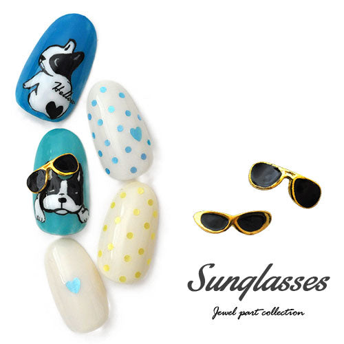 ネイルパーツ 3個 メタルパーツ サングラス 原宿系 めがね ネイルジュエリー | ジェルネイル ネイル用品 ジェル レジン メタルパーツ ハンドメイド パール ネイルジュエリー ネイル工房