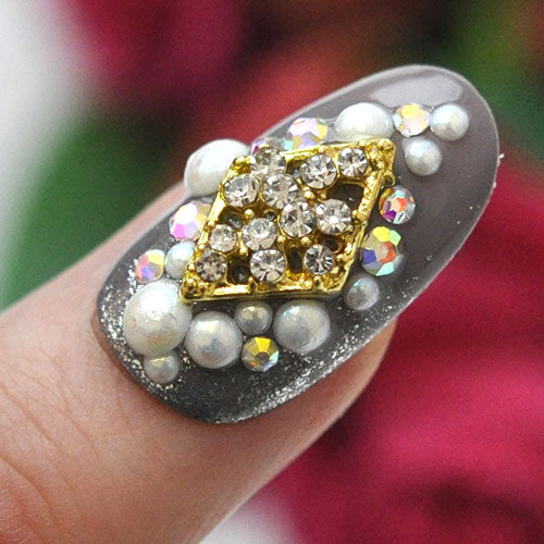 ネイルパーツ 2個 メタルパーツ ひし形 ランバス カーブ付き ビジュー | ネイル ジェルネイル パーツ ネイル用品 デコ ネイルジュエリー ゴールド ネイルアート ネイルグッズ デコパーツ ジェルネイルアート メタル ジェル ジェルネイルパーツ ネイル工房