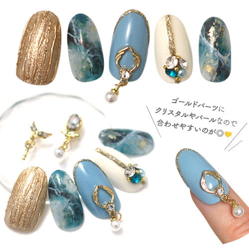 揺れるスウィングパーツ 2個入 ネイルパーツ ゴールド メタルパーツ リボン フレーム ネイル ネイルジュエリー パール クリスタル |ジェルネイル ジェル ネイル用品 メタル チャーム スタッズ ネイルピアス 夏 マリン サマー メタルスタッズ ネイル工房