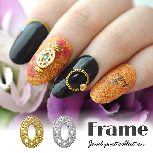 ネイルパーツ ( ゴールド / シルバー ) フレーム ダイヤモンド オーバル メタルパーツ ネイルパーツ ネイルアート ゴールド メタル デコ | ジェルネイル ネイル パーツ ジェル ネイル用品 ネイル工房
