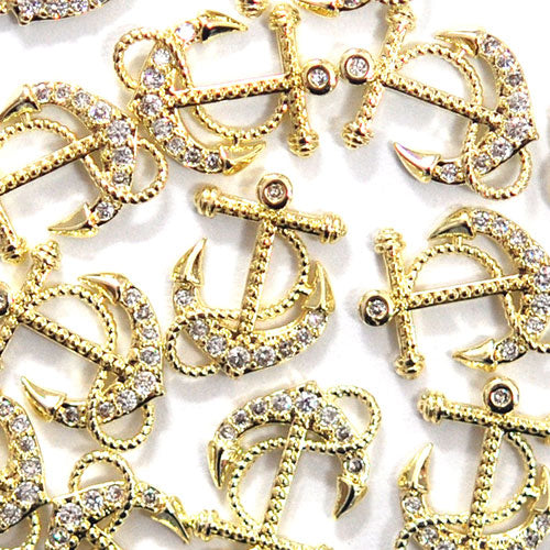 ネイルパーツ メタルパーツ マリンパーツ ネイルジュエリー ゴールド 碇 ジルコニア | メタル ネイル パーツ ジェルネイル ネイル用品 ネイルパーツ ジェル シェル スタッズ 夏 マリン シェルパーツ メタルスタッズ ネイル工房