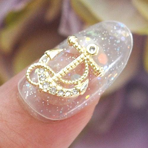 ネイルパーツ メタルパーツ マリンパーツ ネイルジュエリー ゴールド 碇 ジルコニア | メタル ネイル パーツ ジェルネイル ネイル用品 ネイルパーツ ジェル シェル スタッズ 夏 マリン シェルパーツ メタルスタッズ ネイル工房