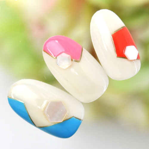 ネイルパーツ シェル パール 六角形 天然貝 ネイルアート かわいい シェル 3個入 | ジェルネイル ネイル パーツ ジェル ネイル用品 パールストーン デコ ハンドメイド レジン ハンドメイドアクセサリー ネイルグッズ ネイル工房