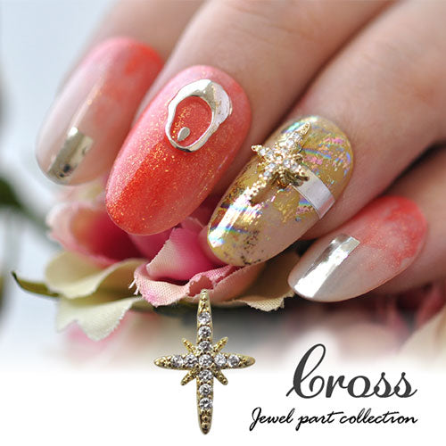 十字架 クロス ジルコニア製 メタルパーツ ネイル パーツ ストーン クリスタル ネイルジュエリー ネイルアート ゴールド ジェルネイル | ネイルパーツ ネイル用品 ジェル ジェルネイルパーツ ジェルネイル用品 ネイル工房