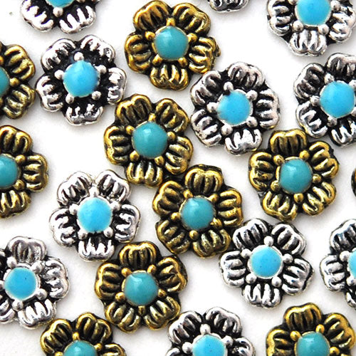 メタルパーツ ネイルジュエリー ネイルパーツ ゴールド シルバー ターコイズ フラワー コンチョ | ジェルネイル ネイル パーツ 花 ジェル ネイル用品 フラワー メタル ネイルアート フラワーパーツ ゴールドパーツ シルバーパーツ ネイル工房