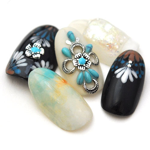 メタルパーツ ネイルジュエリー ネイルパーツ ゴールド シルバー ターコイズ フラワー コンチョ | ジェルネイル ネイル パーツ 花 ジェル ネイル用品 フラワー メタル ネイルアート フラワーパーツ ゴールドパーツ シルバーパーツ ネイル工房