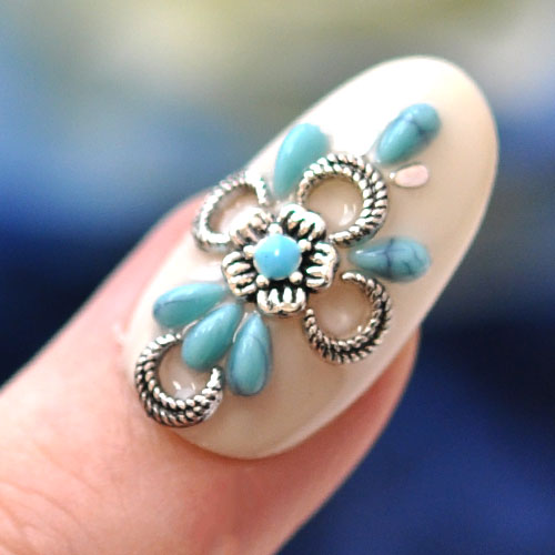 メタルパーツ ネイルジュエリー ネイルパーツ ゴールド シルバー ターコイズ フラワー コンチョ | ジェルネイル ネイル パーツ 花 ジェル ネイル用品 フラワー メタル ネイルアート フラワーパーツ ゴールドパーツ シルバーパーツ ネイル工房