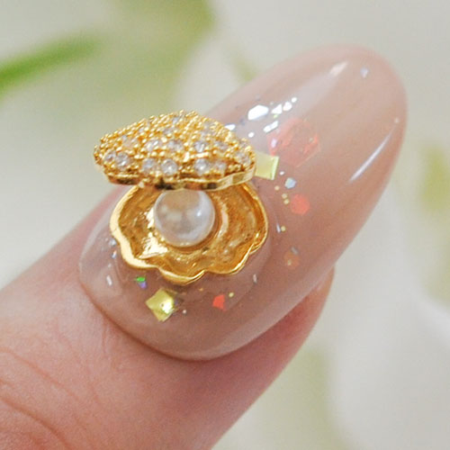 ネイルパーツ メタルパーツ マリンパーツ ネイルジュエリー ゴールド ロケットペンダント シェル 貝 ジルコニア | メタル ネイル パーツ ジェルネイル ネイル用品 ネイルパーツ ジェル シェル スタッズ 夏 マリン シェルパーツ メタルスタッズ ネイル工房