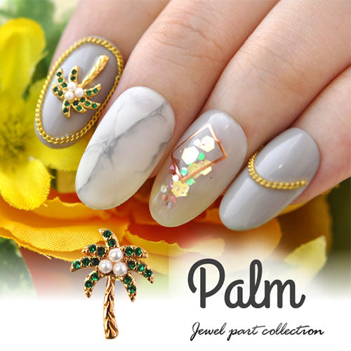 ネイルパーツ メタルパーツ マリンパーツ ネイルジュエリー ゴールド ヤシの木 南国 ジルコニア | メタル ネイル パーツ ジェルネイル ネイル用品 ネイルパーツ ジェル シェル スタッズ 夏 マリン シェルパーツ メタルスタッズ ネイル工房