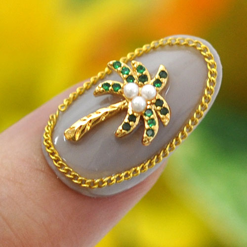 ネイルパーツ メタルパーツ マリンパーツ ネイルジュエリー ゴールド ヤシの木 南国 ジルコニア | メタル ネイル パーツ ジェルネイル ネイル用品 ネイルパーツ ジェル シェル スタッズ 夏 マリン シェルパーツ メタルスタッズ ネイル工房