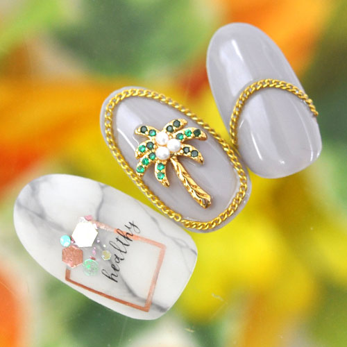 ネイルパーツ メタルパーツ マリンパーツ ネイルジュエリー ゴールド ヤシの木 南国 ジルコニア | メタル ネイル パーツ ジェルネイル ネイル用品 ネイルパーツ ジェル シェル スタッズ 夏 マリン シェルパーツ メタルスタッズ ネイル工房