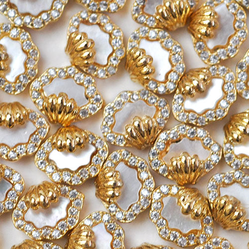 ネイルパーツ メタルパーツ マリンパーツ ネイルジュエリー ゴールド ロケットペンダント 天然貝 3D シェル 貝 ジルコニア | メタル ネイル パーツ ジェルネイル ネイル用品 ネイルパーツ ジェル シェル スタッズ 夏 マリン シェルパーツ メタルスタッズ ネイル工房