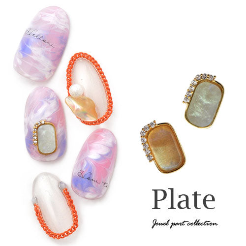 ネイルパーツ メタルパーツ ネイルジュエリー オパール クリア プレート ジルコニア | メタル オパール ネイル パーツ ジェルネイル ネイル用品 ネイルパーツ ジェル メタルスタッズ ネイル工房