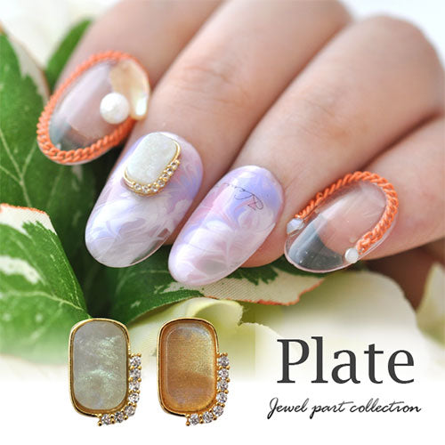 ネイルパーツ メタルパーツ ネイルジュエリー オパール クリア プレート ジルコニア | メタル オパール ネイル パーツ ジェルネイル ネイル用品 ネイルパーツ ジェル メタルスタッズ ネイル工房
