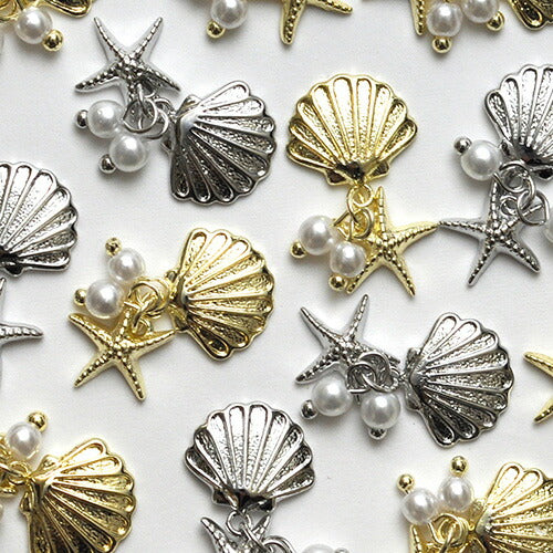 メタルパーツ ネイルジュエリー ネイルパーツ ヒトデ 貝 スウィング パール マリンパーツ「シェル・貝」 | メタル ネイル パーツ ジェルネイル ネイル用品 ネイルパーツ ジェル シェル スタッズ 夏 マリン シェルパーツ メタルスタッズ ネイル工房