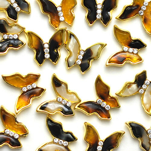 蝶々 2個入 べっ甲 立体 メタルパーツ ネイルジュエリー ネイルパーツ クリスタル 蝶 アート ネイルアート |ジェルネイル ネイル パーツ 花 ジェル ネイル用品 メタル デコパーツ ジュエリーネイル ゴールドパーツ ジェルネイルパーツ ネイル工房