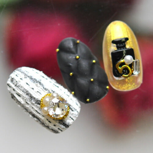 メタルパーツ ネイルジュエリー ネイルパーツ ( ブラック / シルバー ) パロディ 香水瓶 ボトル モノトーン ネイルジュエリー | ジェルネイル ネイル パーツ ジェル ネイル用品 デコ メタル ネイルアート ジュエリーネイル ネイルグッズ ゴールドパーツ ネイル工房