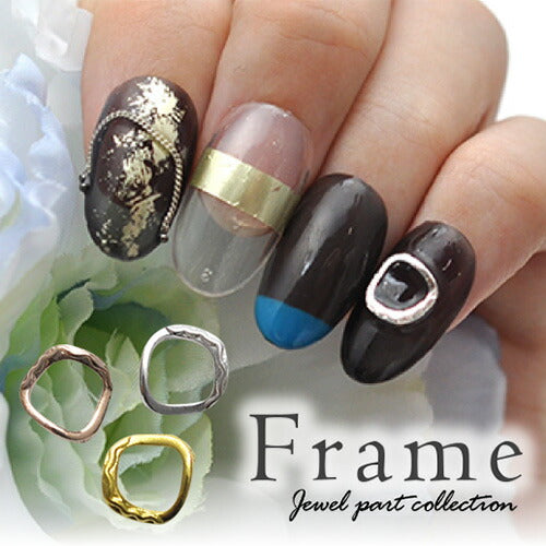 ネイルパーツ メタルパーツ フレーム ラウンド スクエア カーブ付 模様付き | ネイル ジェルネイル パーツ ネイル用品 デコ ネイルジュエリー ゴールド ネイル工房 ネイルアート ネイルグッズ デコパーツ ジェルネイルアート メタル ジェル ジェルネイルパーツ
