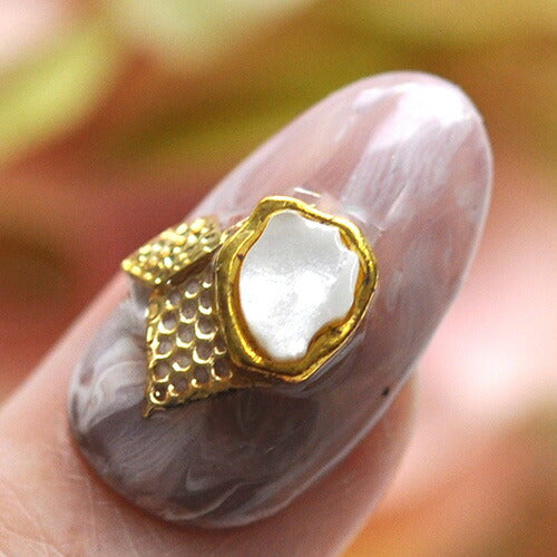 メタルパーツ ネイルジュエリー ネイルパーツ ゴールド フレーム付シェル ネイルパーツ | ジェルネイル ネイル パーツ ネイル用品 ジェル シェル シェルストーン シェルパーツ 貝殻 メタル ジェルネイル用品 ネイル工房