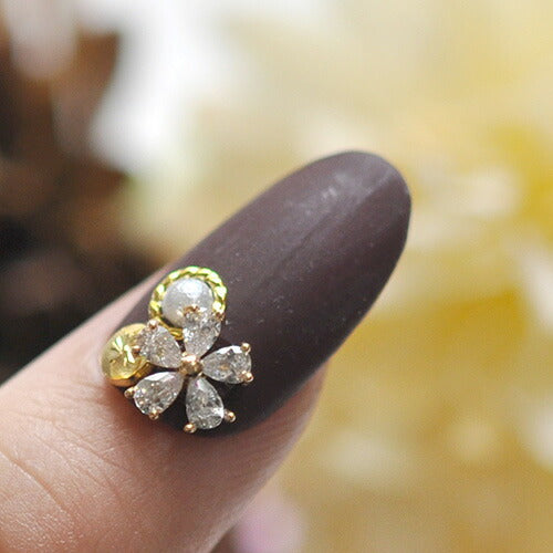 ネイルパーツ フラワー サクラ ブリア ジルコニア | ジェルネイル ネイル パーツ ジェル ネイル用品 ハンドメイド デコ メタル デコパーツ ネイルアート ジュエリーネイル ネイルグッズ ジルコニア ゴールドパーツ シルバーパーツ ネイル工房