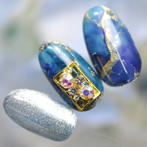 ネイルパーツ メタルパーツ ネイルジュエリー 長方形 プレート クリスタル製ストーン ビジューパーツ| メタル ネイル パーツ ジェルネイル ネイル用品 ネイルパーツ ジェル メタルスタッズ ネイル工房