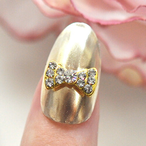 キュートリボンビジュー 3個入 ストーン付メタルパーツ メタルパーツ リボンパーツ ネイルジュエリー ネイルパーツ | ジェルネイル ネイル パーツ ジェル ネイル用品 メタル デコパーツ ジュエリーネイル ジェルネイルパーツ ネイル工房