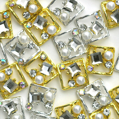 ネイルパーツ 3個 四角 プレート パーツ ネイルアート ネイルジュエリー ジェルネイル メタルパーツ | ネイル パーツ ネイルパーツ ジェル ネイル用品 ハンドメイド デコ メタル ジュエリーネイル ネイル工房