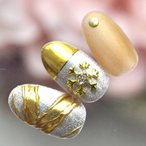 ネイルパーツ メタルパーツ 雪結晶 ビジューパーツ / ゴールドorシルバー ネイルアート | メタル ネイル パーツ ジェルネイル ネイル用品 ジェル 雪の結晶 ジュエリー 雪 結晶 ジェルネイル用品