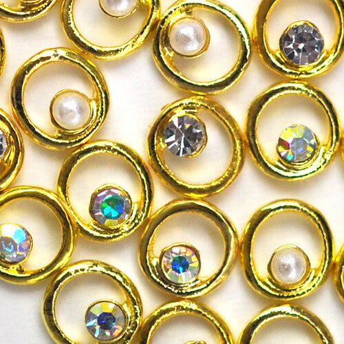 ネイルパーツ メタルパーツ ラウンド サークル ネイル パーツ ラインストーン クリスタル パール ネイルジュエリー ネイルアート ゴールド ジェルネイル | ネイル用品 ジェル ジェルネイル用品 アート メタル ジュエリー デコパーツ ネイル工房
