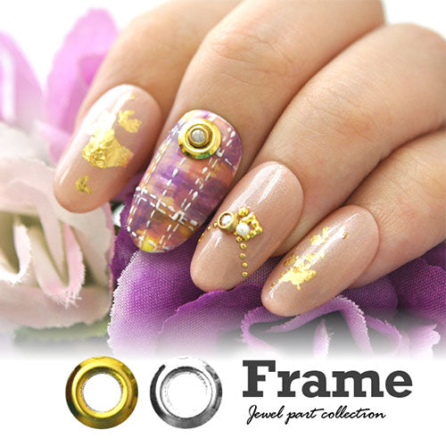 メタルパーツ 30個 スタッズ フレーム ゴールド シルバー|ネイル デコ パーツ ジェル ネイルパーツ ネイル用品 スタッズ ネイルアート プレート 丸 メタル メタルフレーム ジェルネイル シルバーパーツ ジェルネイルパーツ