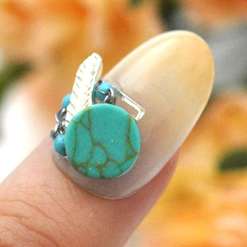 ターコイズ ラインストーン プレート タイル ラウンド 天然石風 ネイルアート ネイルジュエリー ジェルネイル|ジェル ネイル パーツ ネイルパーツ ネイル用品 デコ ジェルネイルパーツ ハウライト セルフネイル デコパーツ ジェルネイル用品 ネイルグッズ 8mm