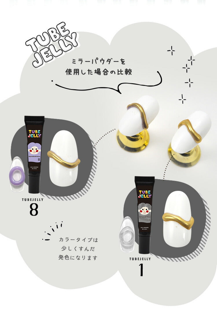 カラージェル チューブ式 アイシング ゼリージェル 「TUBE JELLY」 うねうね ミラーパウダー が綺麗に付く ジェルネイル ネイルジェル アイシングジェル ゼリージェル アートジェル ジェルネイル用品 爪 カラー ネイル工房 にわちゃん