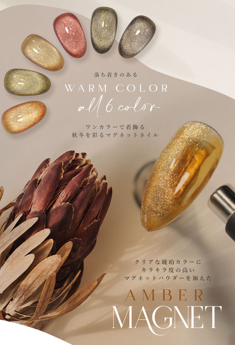 マグネットネイル 冬のWarmカラー アンバー 琥珀 『Amber Magnet』 カラージェル ジェルネイル クリアカラー ネイルジェル アートジェル ジェルネイル用品 爪 カラージェルネイル ネイル工房 にわちゃん