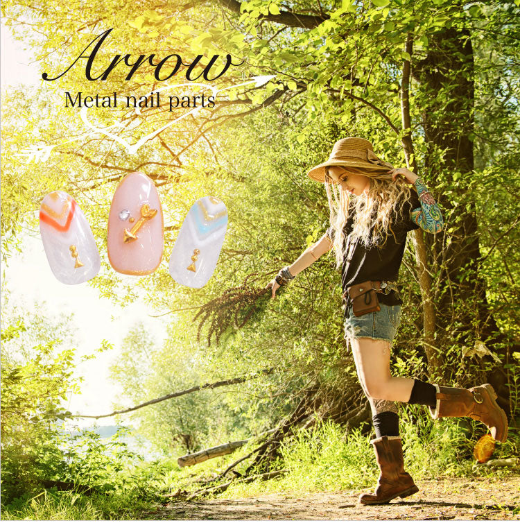 ボヘミアンネイルにアロー★矢(longタイプ)!ジェルネイルへの埋め込みOK♪メタルパーツ5個入 / ゴールドorシルバー 【ネイルアート】 | メタル ネイル パーツ ジェルネイル ネイル用品 ネイルパーツ ジェル ジェルネイルパーツ ネイル工房