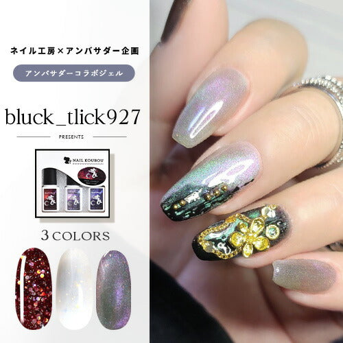 【bluck_tlick927×ネイル工房】 アンバサダーコラボ企画 3本セット ジェルネイル カラージェル | カラー ポリッシュ ネイルジェル アートジェル ジェルネイル用品 爪 カラージェルネイル ジェルネイルアート にわちゃん