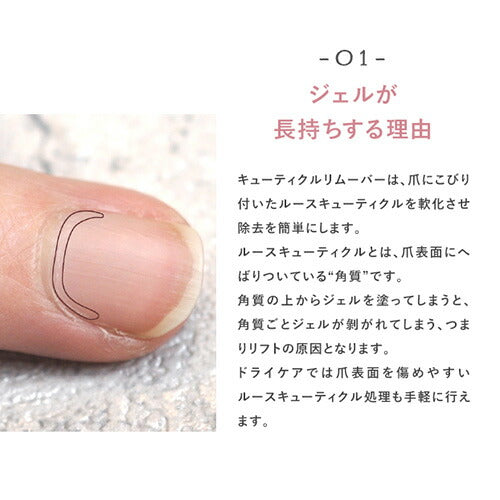 キューティクルリムーバー 日本製 ゲルタイプ 30ml 肌に優しく甘皮を高速除去 プロ用 | ネイル ネイル用品 ジェル ネイルオフ ジェルオフ ネイルクリーナー 爪 便利グッズ アセトン ネイルジェル 未硬化ジェル ネイルケア ジェルネイル用品