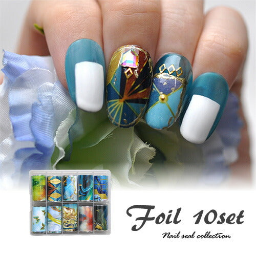 【ホイル3】ミラーホイル10色セット 幅広タイプ | ジェルネイル ネイル パーツ ネイル用品 ネイルパーツ ジェル ホイル 金箔 天然石 ネイルアート ネイルナゲット ネイルホイル フォイル ネイルグッズ ミラーホイル ネイル工房