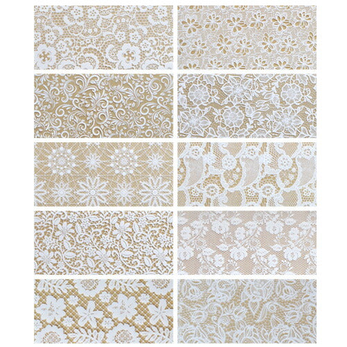 レース レースホイル ミラーホイル 10色セット 幅広タイプ | ジェルネイル ネイル パーツ ネイル用品 ネイルパーツ ジェル ホイル 金箔 天然石 ネイルアート ネイルナゲット ネイルホイル フォイル ネイルグッズ ミラーホイル ネイル工房