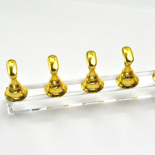 クリアバーチップスタンド 台座付 5個セット マグネット式 ( ゴールド シルバー)ネイルアート用 手作りネイルチップ作成用 ネイルチップ台 アートチップスタンド つけ爪 | ネイルチップ ネイルスタンド ネイル ジェルネイル サンプル 練習 見本 道具 ネイル工房